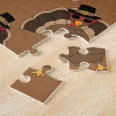 Koel Turkije Thanksgiving leuk bruin patroon Legpuzzel (Zijkant)