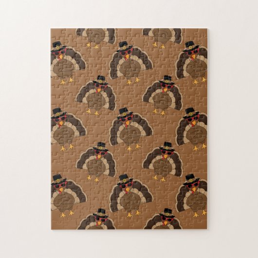 Koel Turkije Thanksgiving leuk bruin patroon Legpuzzel (Verticaal)