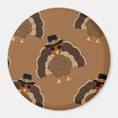 Koel Turkije Thanksgiving leuk bruin patroon Magneet (Voorkant)