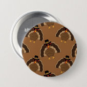 Koel Turkije Thanksgiving leuk bruin patroon Ronde Button 7,6 Cm (Voorkant /achterkant)