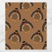 Koel Turkije Thanksgiving leuk bruin patroon Wijn Etiket (Enkel label)