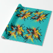 Koel Turquoise Blauwe Paintball Blast Verfspatten Cadeaupapier (Uitgerold)