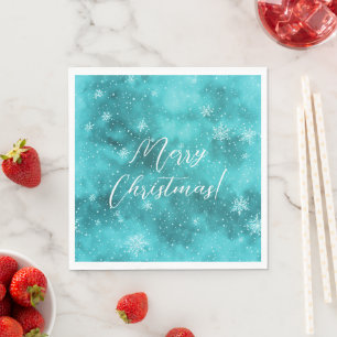 Koel Turquoise Winter Wonderland Sneeuw Aquarel Servet