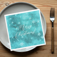 Koel Turquoise Winter Wonderland Sneeuw Aquarel