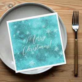 Koel Turquoise Winter Wonderland Sneeuw Aquarel Servet