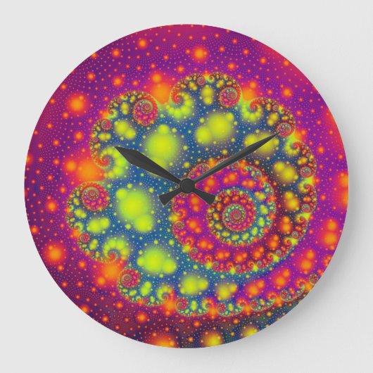Koel uit dit kleurrijke fractale wereldontwerp grote klok (Voorkant)
