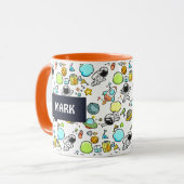 Koel ultraruimte thema - Astronauten & raketschild Mok (Voorkant links)