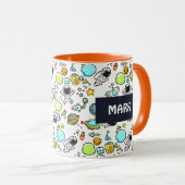 Koel ultraruimte thema - Astronauten & raketschild Mok (Voorkant rechts)