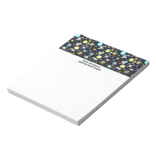 Koel ultraruimte thema - Astronauten & raketschild Notitieblok (Linkerzijde)