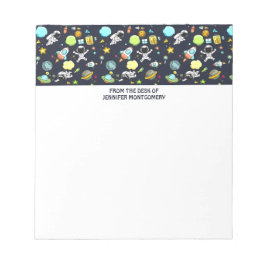 Koel ultraruimte thema - Astronauten & raketschild Notitieblok