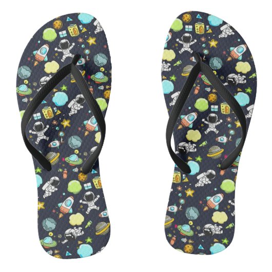 Koel ultraruimte thema - Astronauten & raketschild Teenslippers (Voetbed)