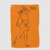 Koel Uniek Modern Oranje Design Monogram Golfhanddoek (Voorkant)