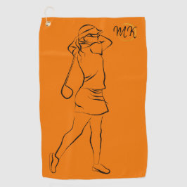 Koel Uniek Modern Oranje Design Monogram Golfhanddoek