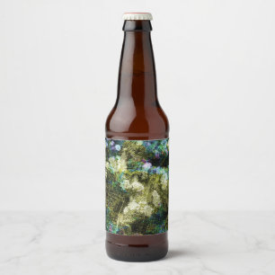 Koel, unieke, trendy digitale kunst van het bloemp bier etiket