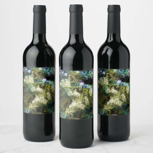 Koel, unieke, trendy digitale kunst van het bloemp wijn etiket (Flessen)