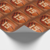 Koel uw JERSEY NUMBER Basketball Wrapping Paper af Cadeaupapier (Hoek)
