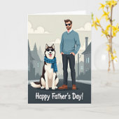 Koel Vaderdag kaartje met hond Kaart (Gele Bloem)