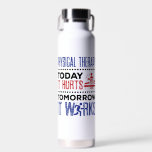 Koel vandaag de dag de fysieke therapie waterfles<br><div class="desc">Een cadeautje voor een fysiotherapeut,  PT of assistent van fysiotherapeut. Grappig design zegt: "Fysieke therapie vandaag doet het morgen pijn."</div>