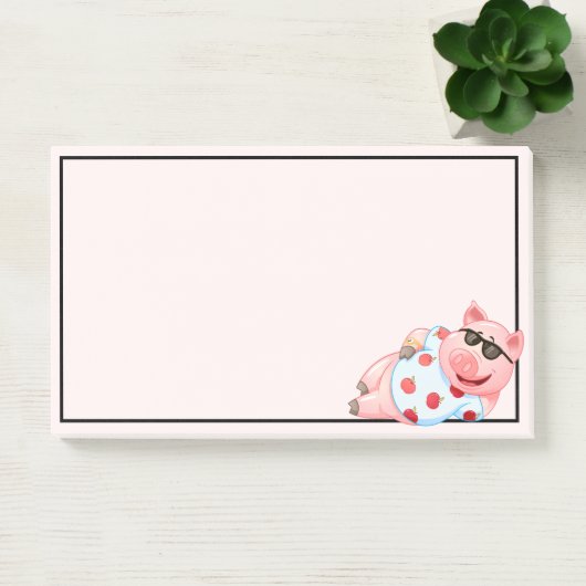 Koel Varkens in zonnebrillen na het opmaken van op Post-it® Notes (Kantoor)
