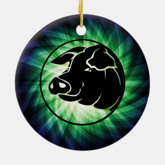 Koel varkenshoofd keramisch ornament (Achterkant)