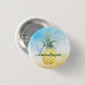 Koel, verbazingwekkend, ananas met naam ronde button 3,2 cm (Voorkant /achterkant)
