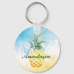 Koel, verbazingwekkend, ananas met naam sleutelhanger