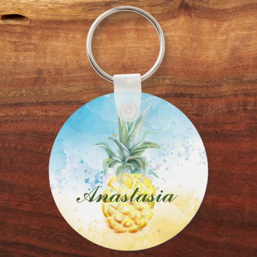 Koel, verbazingwekkend, ananas met naam sleutelhanger (Voorkant)