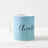 Koel, verbluffend, blauw jouw naam koffiemok (Voorkant links)