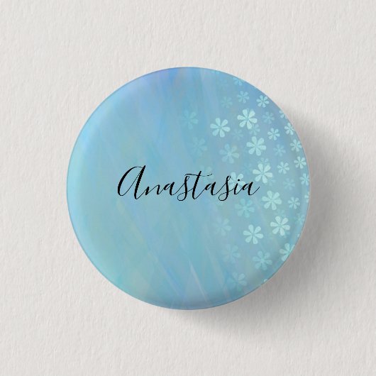 Koel, verbluffend, blauw jouw naam ronde button 3,2 cm (Voorkant)