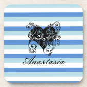 Koel, verbluffend, blauw Stripes hart Bier Onderzetter (Voorkant)