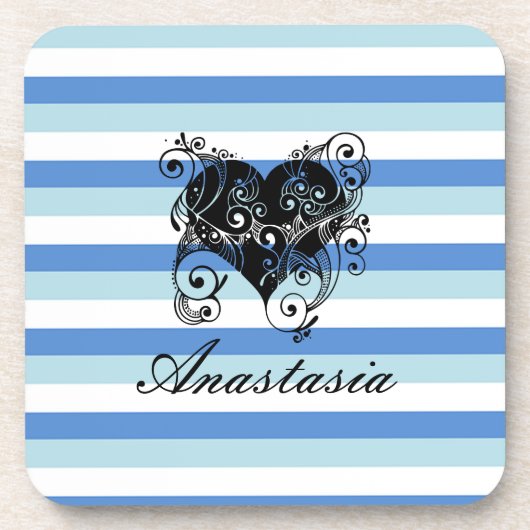 Koel, verbluffend, blauw Stripes hart Bier Onderzetter (Voorkant)