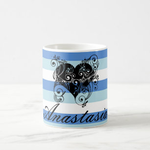 Koel, verbluffend, blauw Stripes hart Koffiemok