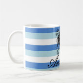 Koel, verbluffend, blauw Stripes hart Koffiemok (Links)