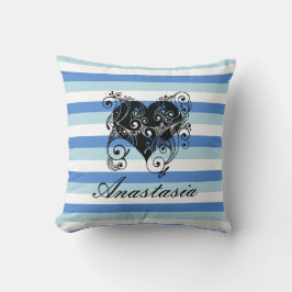 Koel, verbluffend, blauw Stripes hart Kussen