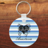 Koel, verbluffend, blauw Stripes hart Sleutelhanger (Voorkant)