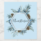 Koel, verbluffend, blauwe bloemen jouw naam wijn etiket (Enkel label)