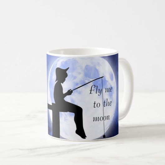 Koel, verbluffend, donkerblauwe maan met een citaa koffiemok (Voorkant rechts)