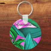 Koel, verbluffend, fluorescerende tropische palm sleutelhanger (Voorkant)