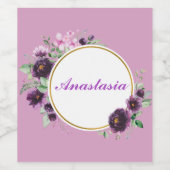 Koel, verbluffend, paarse bloemen, jouw naam wijn etiket (Enkel label)