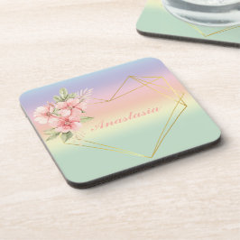 Koel, verbluffend, regenbooghartslag jouw naam bier onderzetter