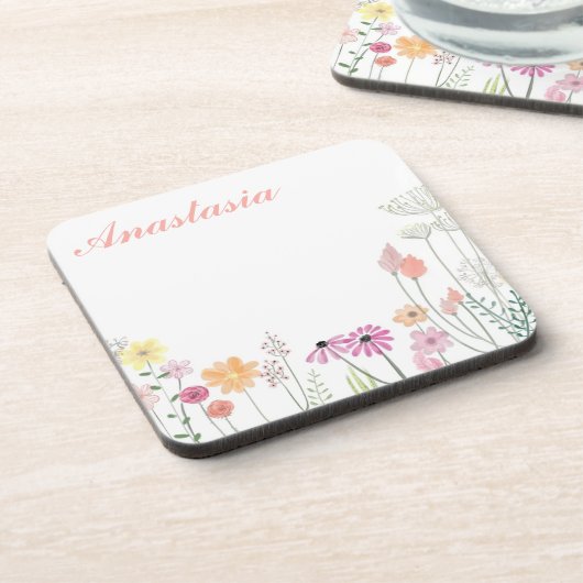 Koel, verbluffend, roze bloemen jouw naam bier onderzetter (Linkerzijde)