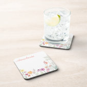 Koel, verbluffend, roze bloemen jouw naam bier onderzetter (Rechterzijde)