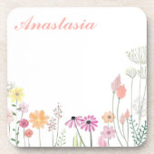 Koel, verbluffend, roze bloemen jouw naam bier onderzetter (Voorkant)