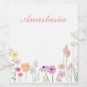 Koel, verbluffend, roze bloemen jouw naam wijn etiket (Enkel label)