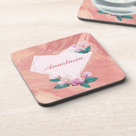 Koel, verbluffend, roze hart bier onderzetter (Linkerzijde)