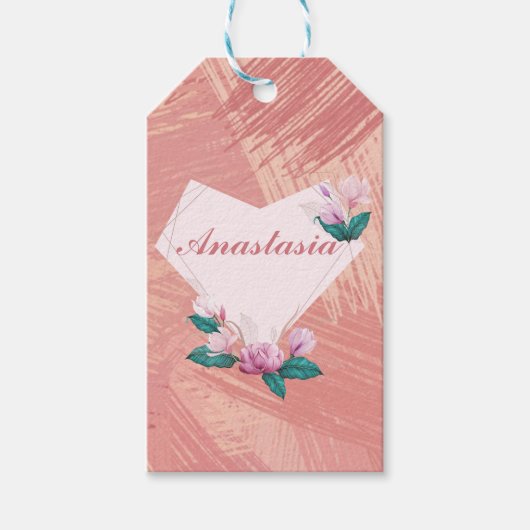 Koel, verbluffend, Roze Heart, naam Cadeaulabel (Voorkant)