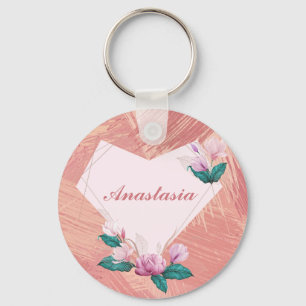 Koel, verbluffend, Roze Heart, naam Sleutelhanger