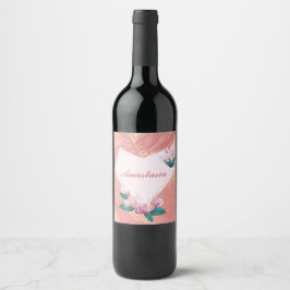 Koel, verbluffend, Roze Heart, naam Wijn Etiket