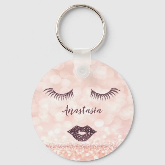 Koel, verbluffend, roze, spaarzaam gezicht sleutelhanger (Voorkant)