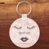 Koel, verbluffend, roze, spaarzaam gezicht sleutelhanger (Voorkant)
